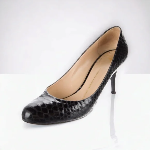 Giuseppe Zanotti Black Snake Print Leather Heels - Picture 1 of 6